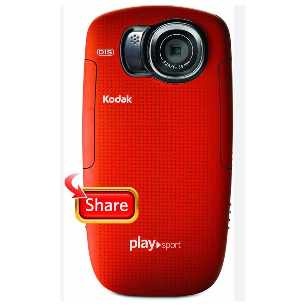 Kodak PlaySport ZX3 HD 1080p Waterproof Video Camera Red Tested Working